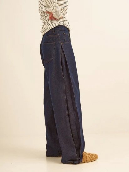 ǥ˥ ѥ ץ꡼ ǥ ȥ졼  ܥ塼  եå ̵YENNSIDE PLEATED DENIM PANTS INDIGO34