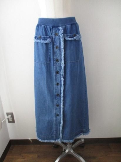 Boutiqueordinary ֥ƥåǥʥ꡼ Front Slit Fringe Denim Skirt INDIGO 25ղ եȥå ե󥸥ǥ˥ॹ ̵