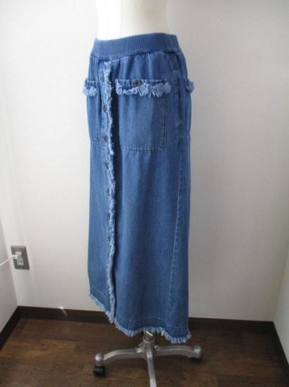 Boutiqueordinary ֥ƥåǥʥ꡼ Front Slit Fringe Denim Skirt INDIGO 25ղ եȥå ե󥸥ǥ˥ॹ ̵