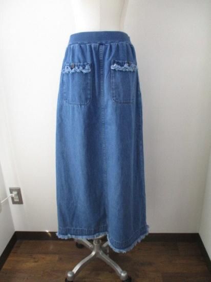 Boutiqueordinary ֥ƥåǥʥ꡼ Front Slit Fringe Denim Skirt INDIGO 25ղ եȥå ե󥸥ǥ˥ॹ ̵