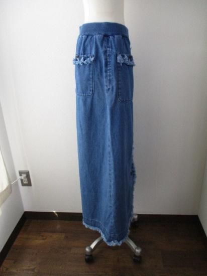 Boutiqueordinary ֥ƥåǥʥ꡼ Front Slit Fringe Denim Skirt INDIGO 25ղ եȥå ե󥸥ǥ˥ॹ ̵