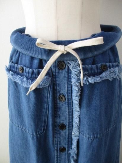 Boutiqueordinary ֥ƥåǥʥ꡼ Front Slit Fringe Denim Skirt INDIGO 25ղ եȥå ե󥸥ǥ˥ॹ ̵