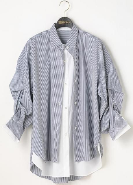 ラリアムー Lallia Mu レイヤードデザインシャツ ストライプ