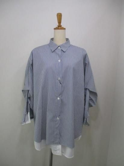 ラリアムー Lallia Mu レイヤードデザインシャツ ストライプ