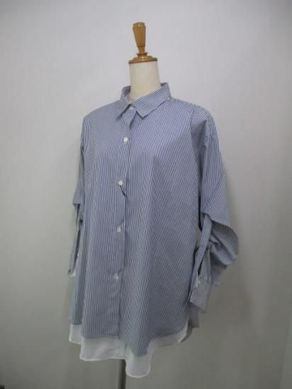 ラリアムー Lallia Mu レイヤードデザインシャツ ストライプ