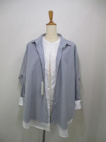 ラリアムー Lallia Mu レイヤードデザインシャツ ストライプ