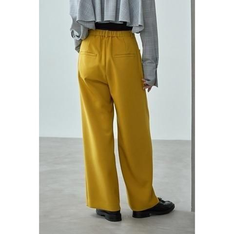 送料無料 アーモンドオイル ALMONDOIL T/Rダブルクロスパンツ 252A1404 パンツ ダブルクロス タックパンツ モード カジュアル ワイドシルエット YELLOW M