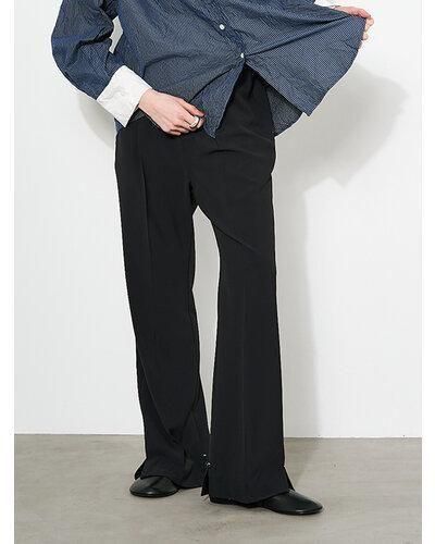 ̵ YENN  SIDE SLIT SLACKS Y253-31103 ǥ 25 ݥꥨƥ ȥ졼ȥѥġѥ å BLACK 36