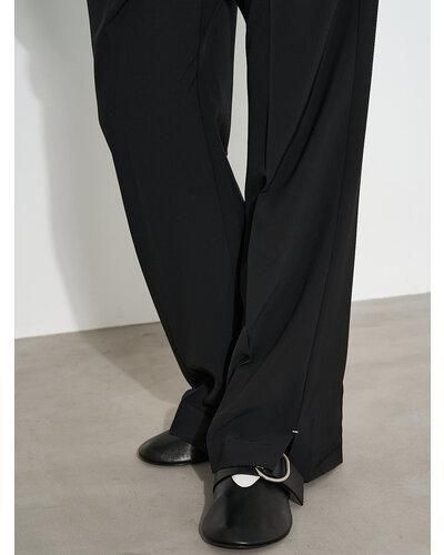̵ YENN  SIDE SLIT SLACKS Y253-31103 ǥ 25 ݥꥨƥ ȥ졼ȥѥġѥ å BLACK 36