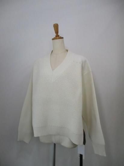 エイミーロウ Eimee Law ワッフル編みサイドロゴテープニット 84416L-2 アイボリー