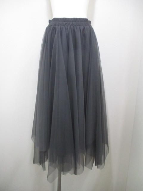 送料無料 アヤン ayane イレギュラーヘムチュールスカート 875816 イレギュラーヘム チュールスカート スカート ウエストゴム シアー ファッション CHARCOAL 38