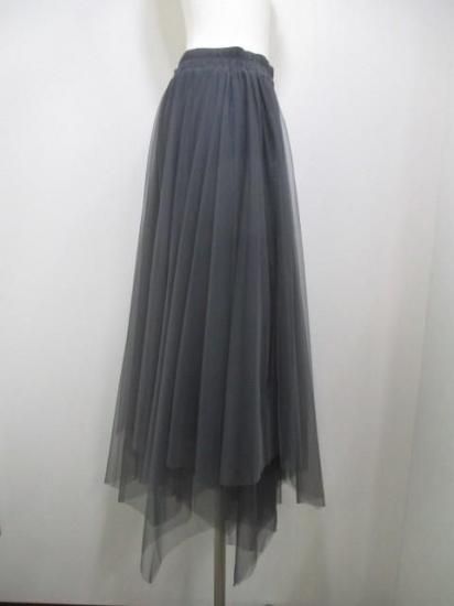 送料無料 アヤン ayane イレギュラーヘムチュールスカート 875816 イレギュラーヘム チュールスカート スカート ウエストゴム シアー ファッション CHARCOAL 38