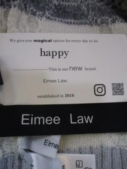 送料無料 エイミーロウ Eimee Law MIXケーブルニット 84393L-2 レディース 25秋冬 ニット ケーブル編み 前後2WAY Vネック アシメデザイン CHARCOALGRAY