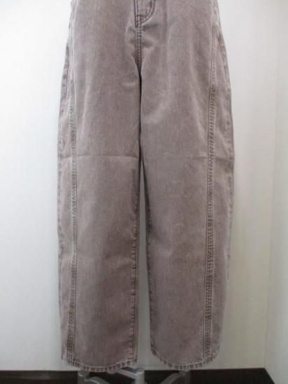 送料無料 ALMOND OIL アーモンドオイル Side stitch collar denim レディース デニムパンツ バレル型 25秋冬 252A1403 ブラウン L