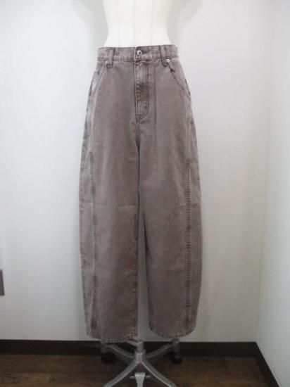 送料無料 ALMOND OIL アーモンドオイル Side stitch collar denim レディース デニムパンツ バレル型 25秋冬 252A1403 ブラウン L