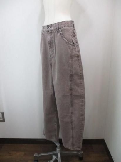 送料無料 ALMOND OIL アーモンドオイル Side stitch collar denim レディース デニムパンツ バレル型 25秋冬 252A1403 ブラウン L