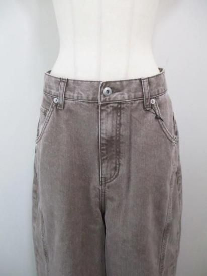 送料無料 ALMOND OIL アーモンドオイル Side stitch collar denim レディース デニムパンツ バレル型 25秋冬 252A1403 ブラウン L