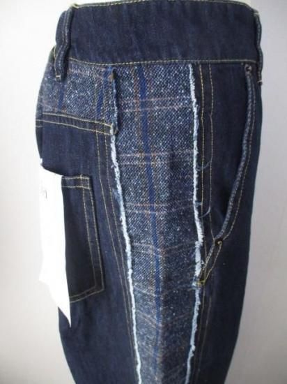 プライア Praia サイドフリンジ使いワイドパンツ LEI-2428B ワイドパンツ サイドフリンジ デニム 秋冬 カジュアル キレイめ 脚長効果 ウエストゴム INDIGO 25