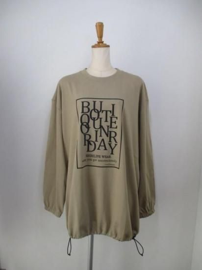 送料無料 ブティックオーディナリー Boutique Ordinary Random Typo Pouch LST-shirt BO25-308T ロンT カジュアル リメイク風 ロゴ KHAKI