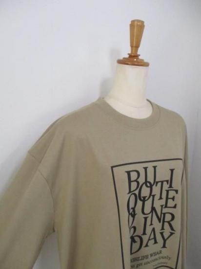 送料無料 ブティックオーディナリー Boutique Ordinary Random Typo Pouch LST-shirt BO25-308T ロンT カジュアル リメイク風 ロゴ KHAKI