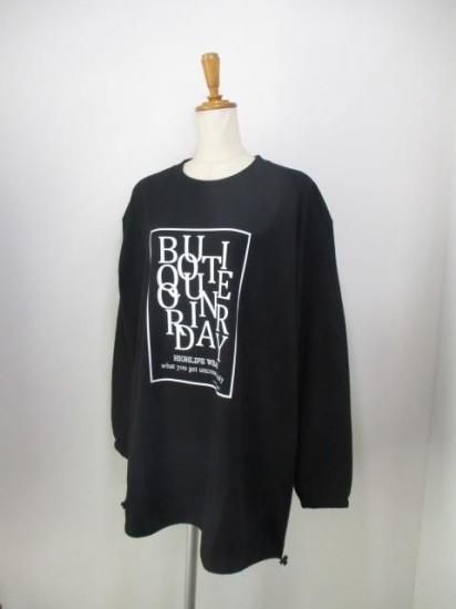 送料無料 ブティックオーディナリー Boutique Ordinary Random Typo Pouch LST-shirt BO25-308T ロンT カジュアル リメイク風 ロゴ BLACK