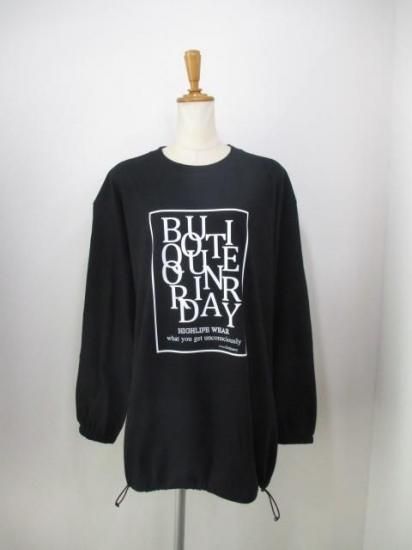 送料無料 ブティックオーディナリー Boutique Ordinary Random Typo Pouch LST-shirt BO25-308T ロンT カジュアル リメイク風 ロゴ BLACK