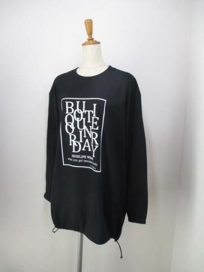 送料無料 ブティックオーディナリー Boutique Ordinary Random Typo Pouch LST-shirt BO25-308T ロンT カジュアル リメイク風 ロゴ BLACK