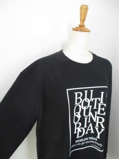 送料無料 ブティックオーディナリー Boutique Ordinary Random Typo Pouch LST-shirt BO25-308T ロンT カジュアル リメイク風 ロゴ BLACK