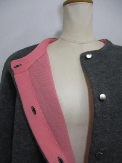 送料無料 ユイティーム 二 huitieme nid ダブルフェイスニットコート 733878 レディース 25秋冬 ノーカラー 羽織り カーディガン風 アウター CHARCOALGRAYPINK