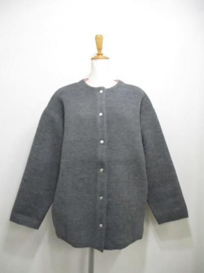 送料無料 ユイティーム 二 huitieme nid ダブルフェイスニットコート 733878 レディース 25秋冬 ノーカラー 羽織り カーディガン風 アウター CHARCOALGRAYPINK