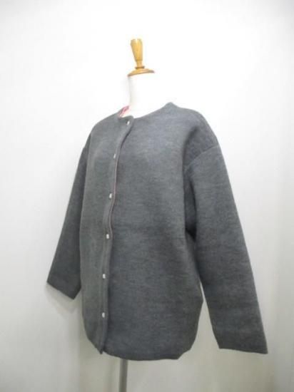 送料無料 ユイティーム 二 huitieme nid ダブルフェイスニットコート 733878 レディース 25秋冬 ノーカラー 羽織り カーディガン風 アウター CHARCOALGRAYPINK