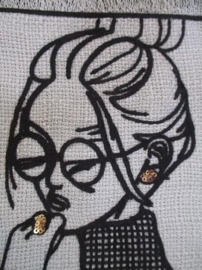 マリードール MARIED'OR 刺繍貼り付け 起毛ストレッチ 身巾ワイドクルー 19538-ブラック