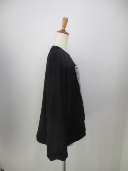 マリードール MARIED'OR 刺繍貼り付け 起毛ストレッチ 身巾ワイドクルー 19538-ブラック