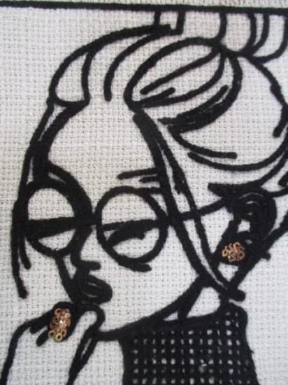 マリードール MARIED'OR 刺繍貼り付け 起毛ストレッチ 身巾ワイドクルー 19538-グレージュ