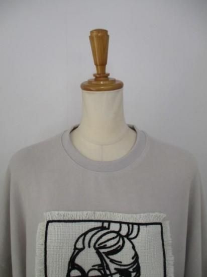 マリードール MARIED'OR 刺繍貼り付け 起毛ストレッチ 身巾ワイドクルー 19538-グレージュ