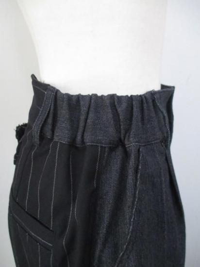 プライア Praia バックストライプセミカーブデニム LEI-2570-ブラック