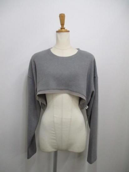 送料無料 アーモンドオイル ALMOND OIL Powdery warm cropped length pullover 252A3313 日本製 クロップト丈 GRAY 秋冬新作