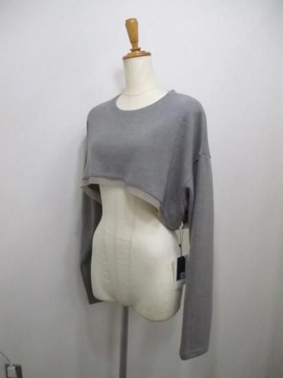 送料無料 アーモンドオイル ALMOND OIL Powdery warm cropped length pullover 252A3313 日本製 クロップト丈 GRAY 秋冬新作