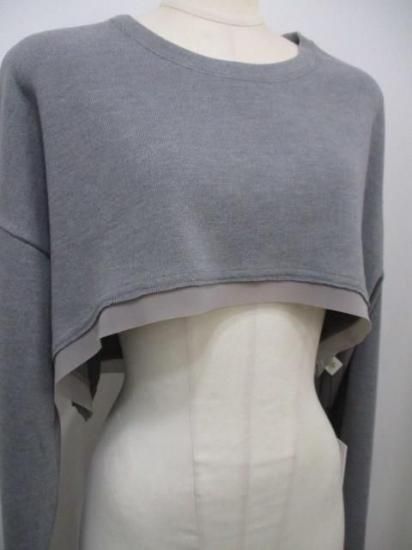 送料無料 アーモンドオイル ALMOND OIL Powdery warm cropped length pullover 252A3313 日本製 クロップト丈 GRAY 秋冬新作