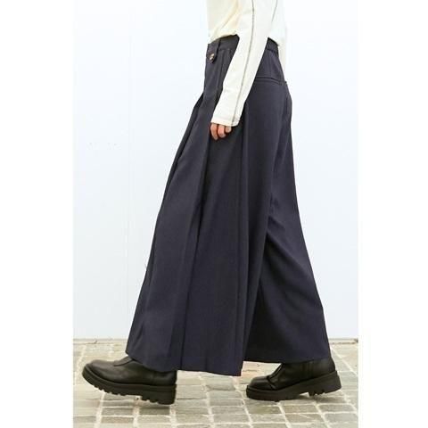 送料無料 アーモンドオイル ALMOND OIL Fake denim HAKAMA wide pant 252A1407 日本製 フェイクデニム 袴風ワイドパンツ ボトムス NAVY Mサイズ