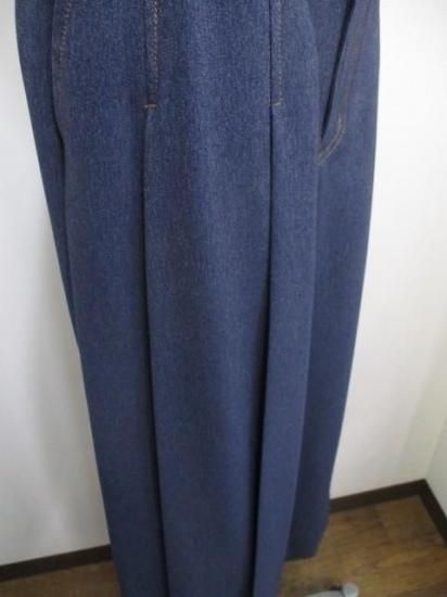 送料無料 アーモンドオイル ALMOND OIL Fake denim HAKAMA wide pant 252A1407 日本製 フェイクデニム 袴風ワイドパンツ ボトムス NAVY Mサイズ