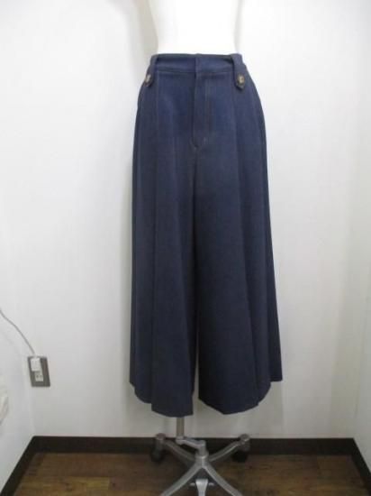 送料無料 アーモンドオイル ALMOND OIL Fake denim HAKAMA wide pant 252A1407 日本製 フェイクデニム 袴風ワイドパンツ ボトムス NAVY Mサイズ