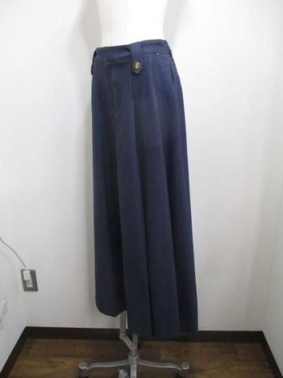 送料無料 アーモンドオイル ALMOND OIL Fake denim HAKAMA wide pant 252A1407 日本製 フェイクデニム 袴風ワイドパンツ ボトムス NAVY Mサイズ