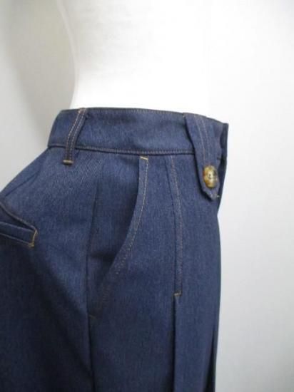 送料無料 アーモンドオイル ALMOND OIL Fake denim HAKAMA wide pant 252A1407 日本製 フェイクデニム 袴風ワイドパンツ ボトムス NAVY Mサイズ