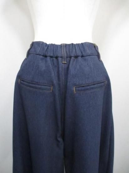 送料無料 アーモンドオイル ALMOND OIL Fake denim HAKAMA wide pant 252A1407 日本製 フェイクデニム 袴風ワイドパンツ ボトムス NAVY Mサイズ
