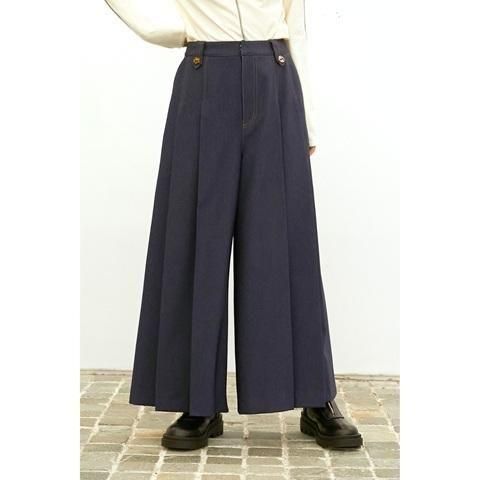 ̵ ɥ ALMOND OIL Fake denim HAKAMA wide pant 252A1407  եǥ˥ 磻ɥѥ ܥȥॹ NAVY M