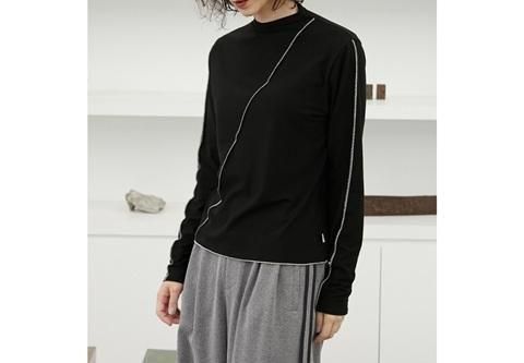 送料無料 ALMOND OIL アーモンドオイル 2way bottle neck pullover/black 252A3317 2WAY ボトルネック プルオーバー  秋冬 トレンド BLACK