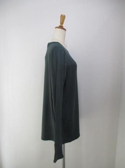 送料無料 アンナケリー ANNAKERRY ウォームロングスリーブTシャツ 85243937 ウォームロンT ロン T 着回し 暖かい 裏起毛 レイヤード メイン インナー GREEN