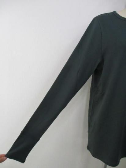 送料無料 アンナケリー ANNAKERRY ウォームロングスリーブTシャツ 85243937 ウォームロンT ロン T 着回し 暖かい 裏起毛 レイヤード メイン インナー GREEN