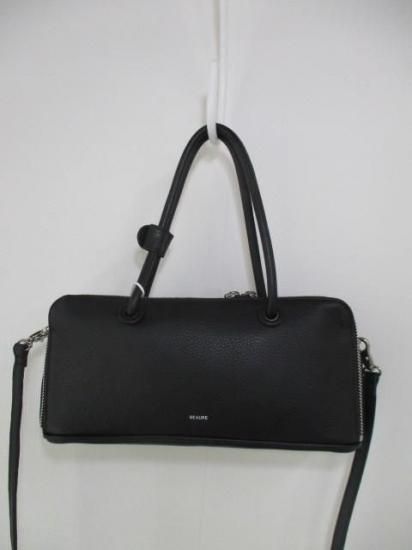 送料無料 BEAURE ビュレ 横長ブガッティ型2WAYショルダーバッグ B-25419 ショルダーバッグ 2WAY ボストンバッグ レトロ 横長 大人 ミニマル トレンド BLACK